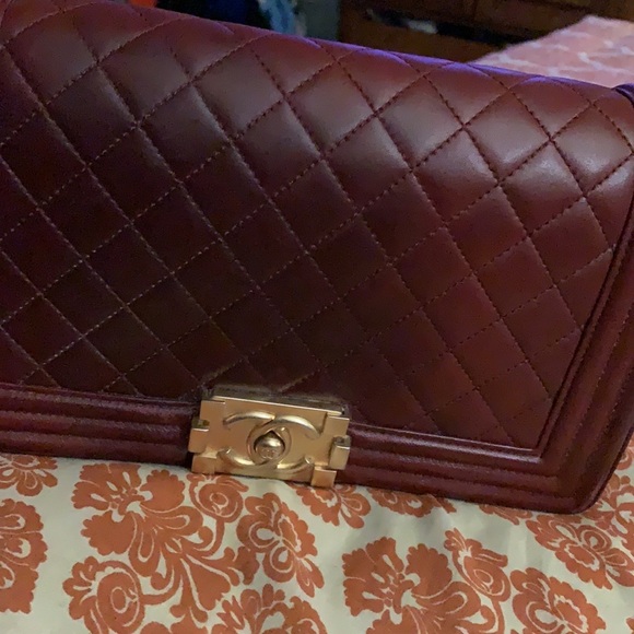 Chanel bag 💼 boy burgundy color with lchanel #leather#CHANEL #authentic - Picture 1 of 16